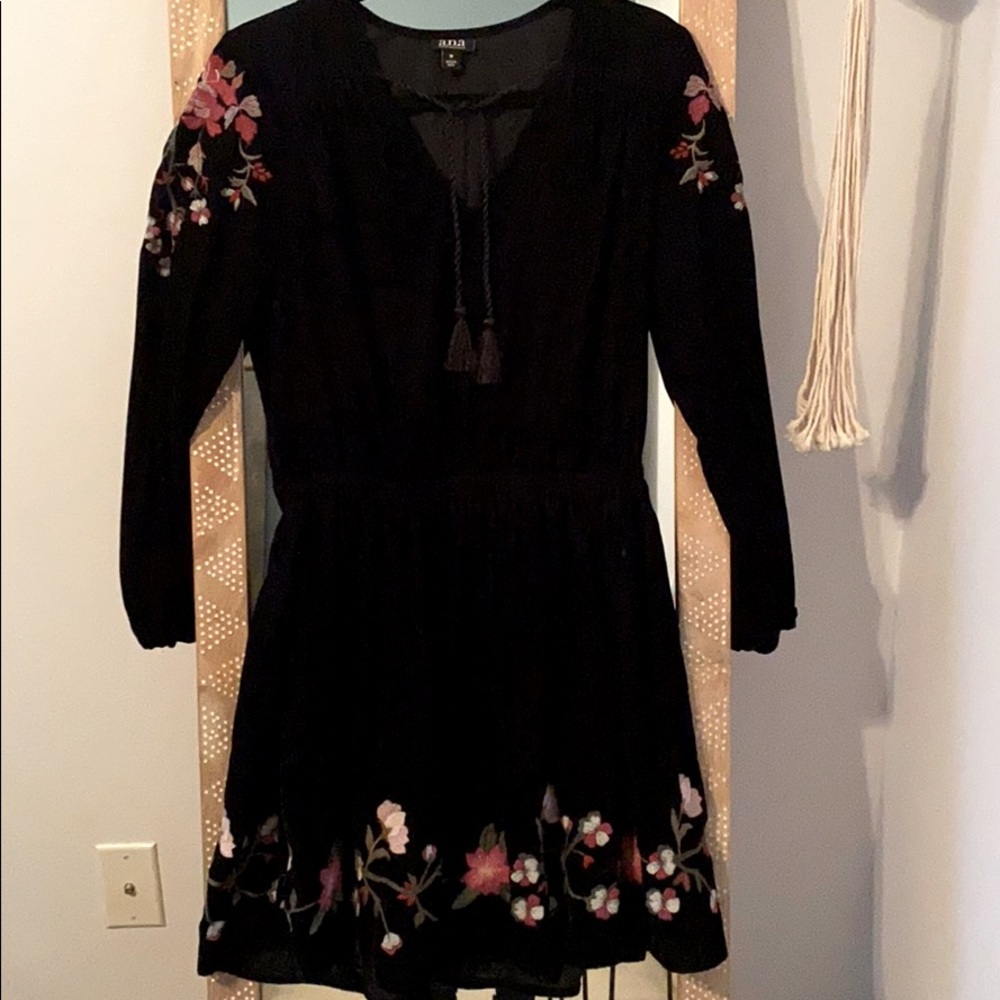 Velvet Floral Embroidered Dress